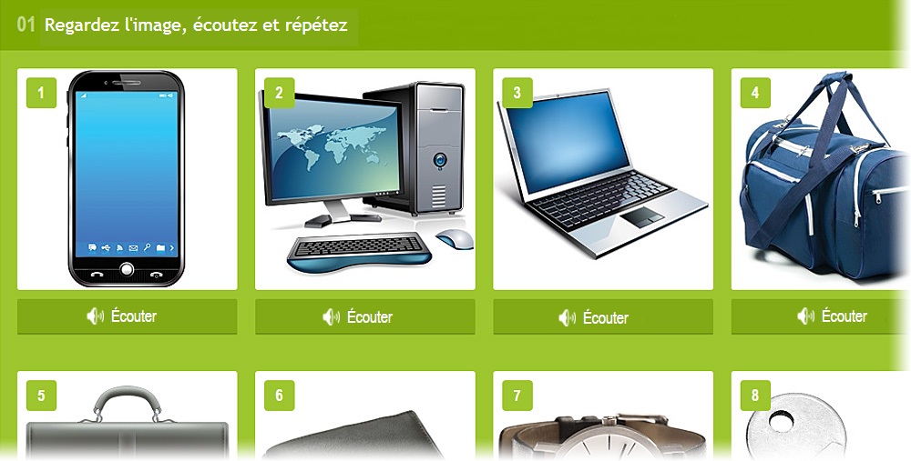 Lang-Land.com - Unité №1 - "Regardez l'image, écoutez et répétez"